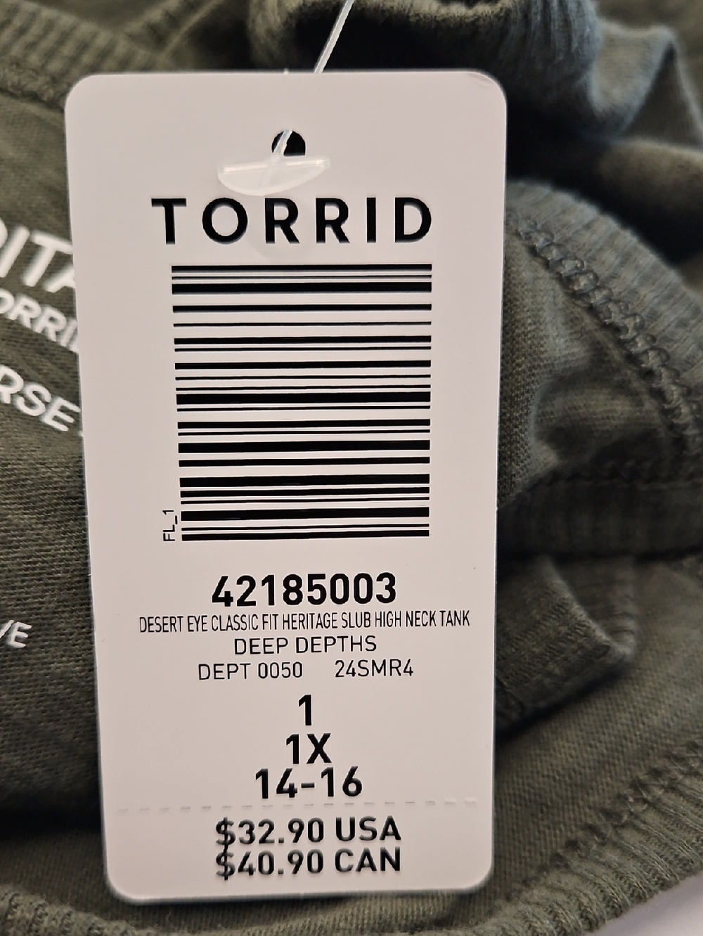 Torrid Heritage Slub Jersey Olive Graphic Sun & Moon Tank Top Size 14-16‎ Boho - Picture 5 of 6